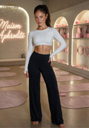 High-waisted straight-leg yoga pants, black