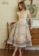 French Retro Printed Elegant Maxi Dress