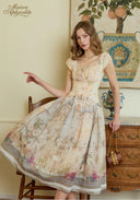French Retro Printed Elegant Maxi Dress