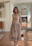 French Retro Printed Elegant Maxi Dress
