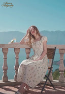 Jardin Esquissé Off-Shoulder Floral Cotton Midi Dress